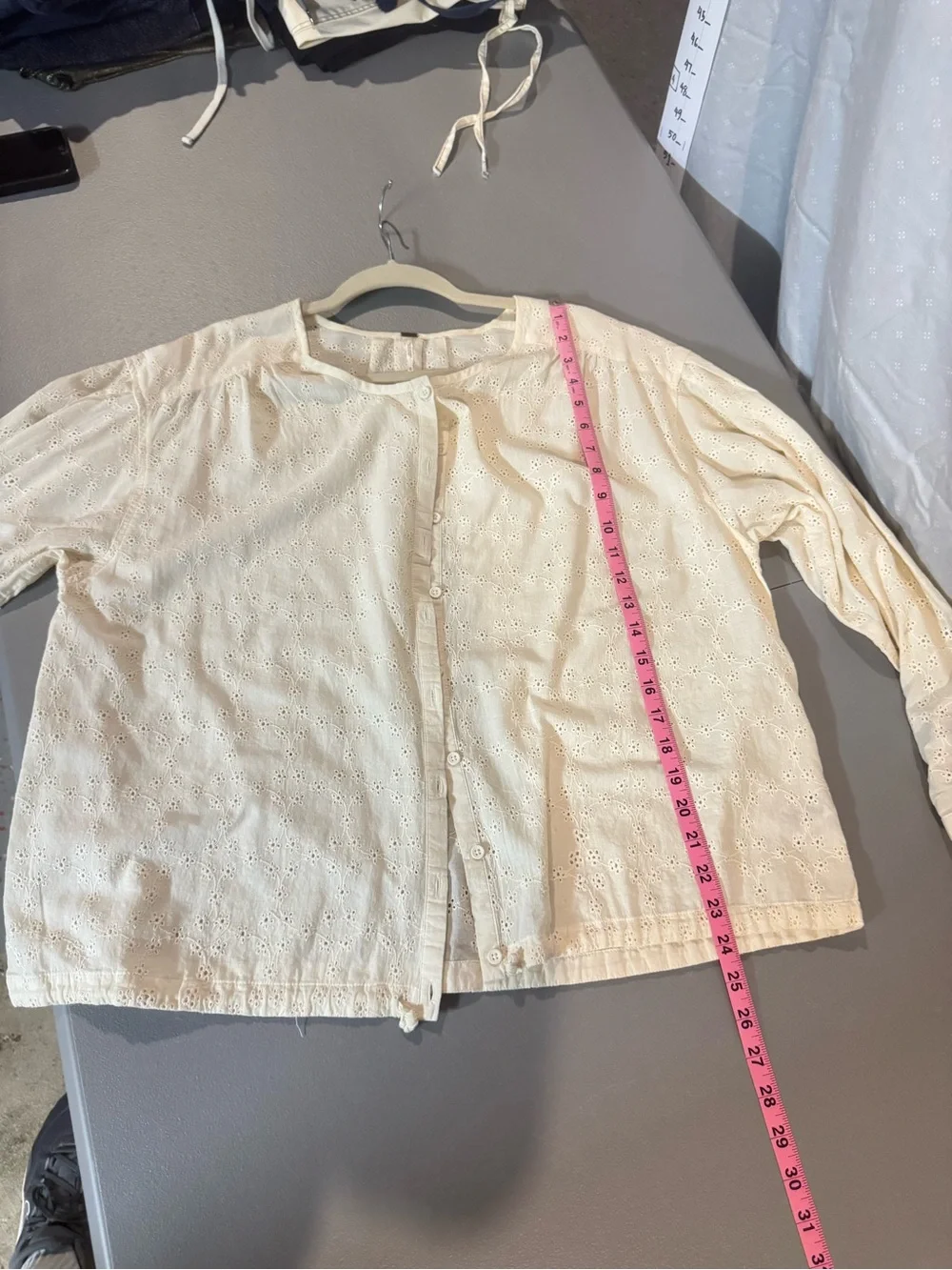 Free People Eyelet Button-Up Blouse in Cream